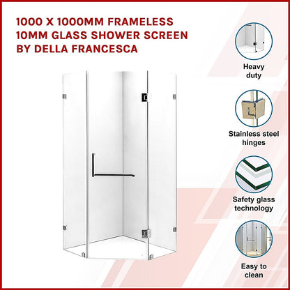 1000 x 1000mm Frameless 10mm Glass Shower Screen By Della Francesca V63-822151