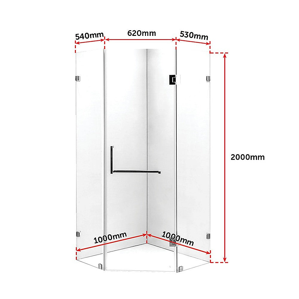 1000 x 1000mm Frameless 10mm Glass Shower Screen By Della Francesca V63-822151