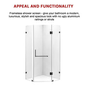 900 x 900mm Frameless 10mm Glass Shower Screen By Della Francesca V63-822181