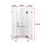 900 x 900mm Frameless 10mm Glass Shower Screen By Della Francesca V63-822181