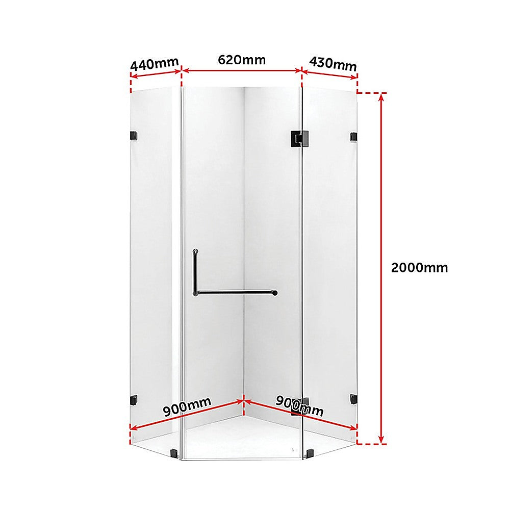 900 x 900mm Frameless 10mm Glass Shower Screen By Della Francesca V63-822181