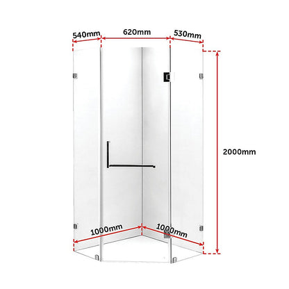 1000 x 1000mm Frameless 10mm Glass Shower Screen By Della Francesca V63-822191