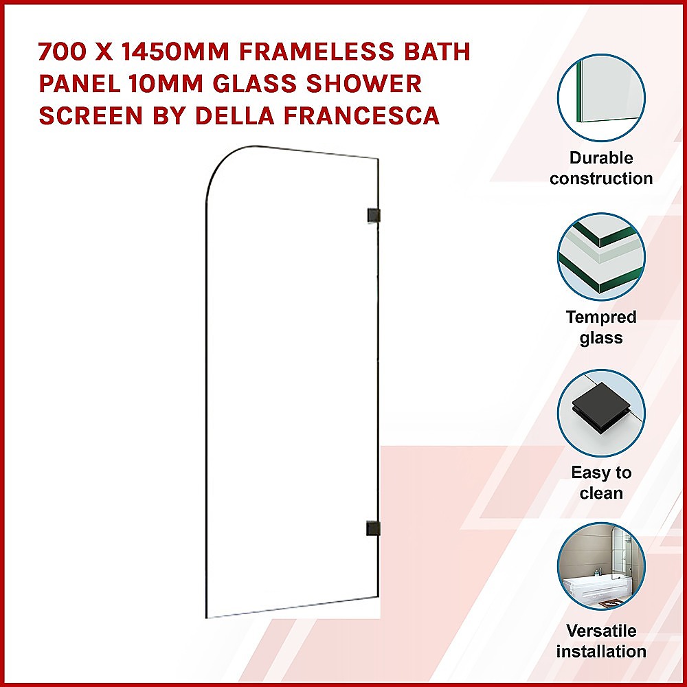 700 x 1450mm Frameless Bath Panel 10mm Glass Shower Screen By Della Francesca V63-822321