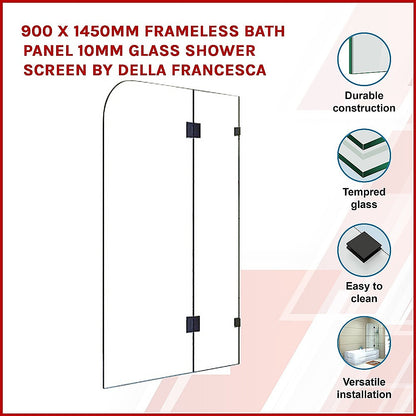 900 x 1450mm Frameless Bath Panel 10mm Glass Shower Screen By Della Francesca V63-822331