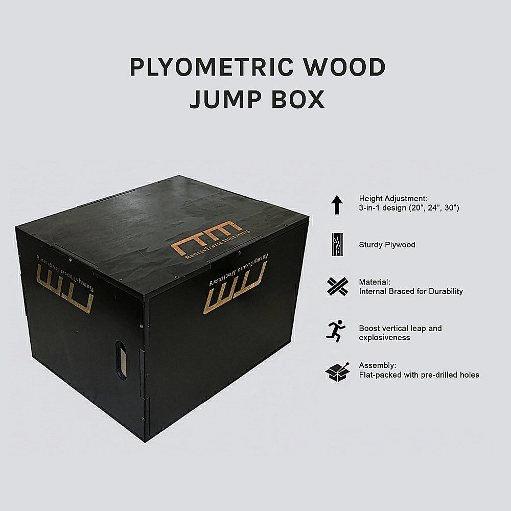3 IN 1 Black Wood Plyo Games Plyometric Jump Box V63-822371
