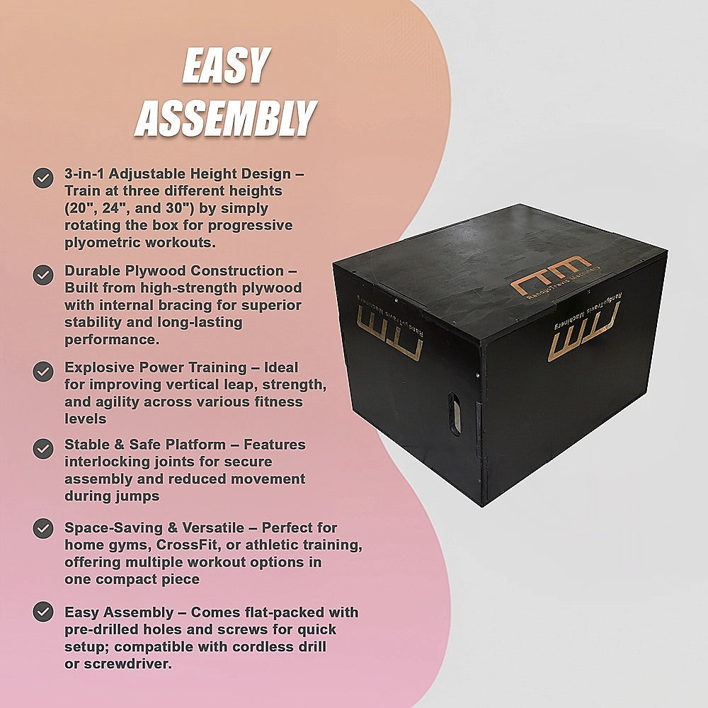 3 IN 1 Black Wood Plyo Games Plyometric Jump Box V63-822371