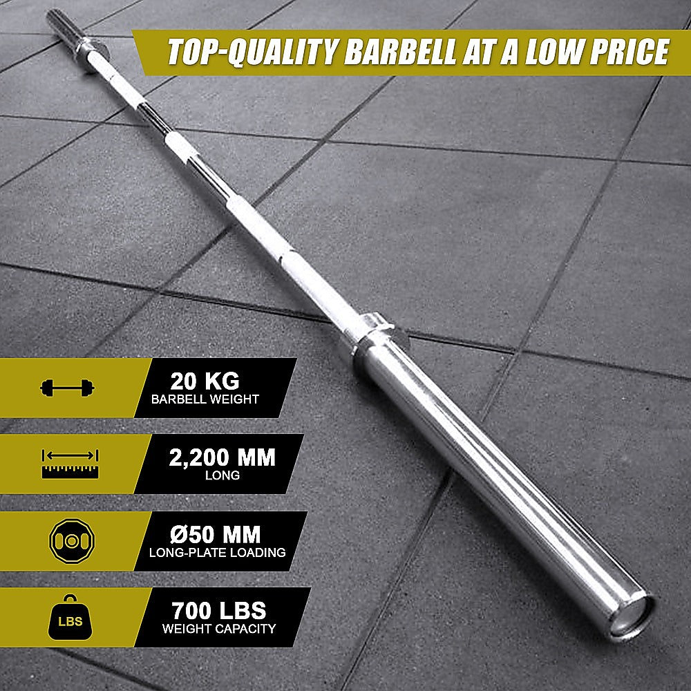 20kg Olympic Barbell 700lb Rated for Powerlifting Home Gym Training V63-822381