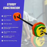 20kg Standard Rubber Coated Barbell Weight Bar for Home Gym V63-822391