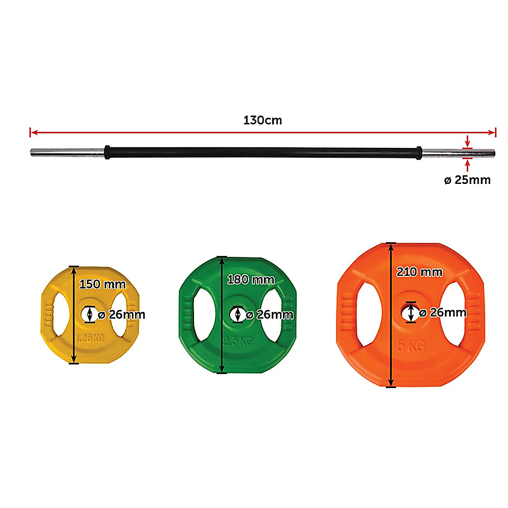 20kg Standard Rubber Coated Barbell Weight Bar for Home Gym V63-822391