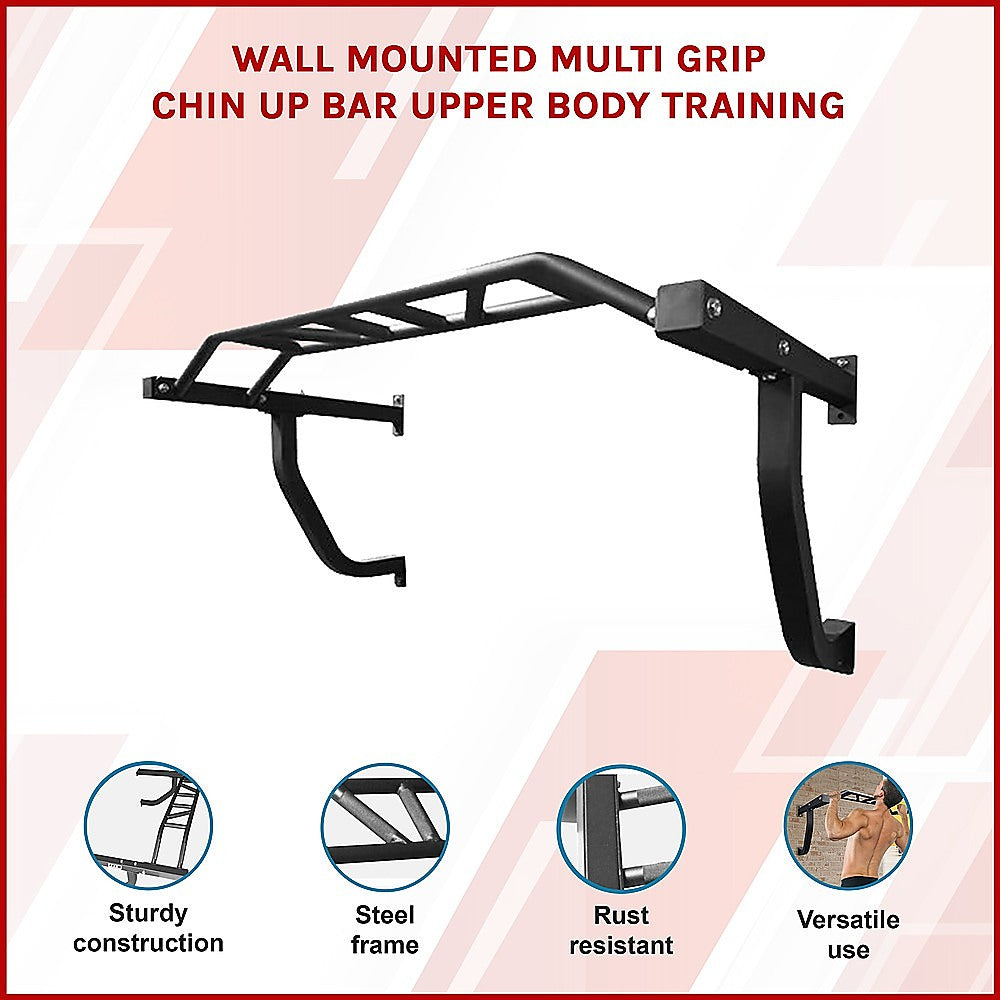 Wall Mounted Multi Grip Chin Up Bar - Heavy Duty Pull Up Station for Upper Body Training V63-822411