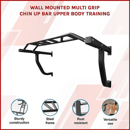 Wall Mounted Multi Grip Chin Up Bar - Heavy Duty Pull Up Station for Upper Body Training V63-822411