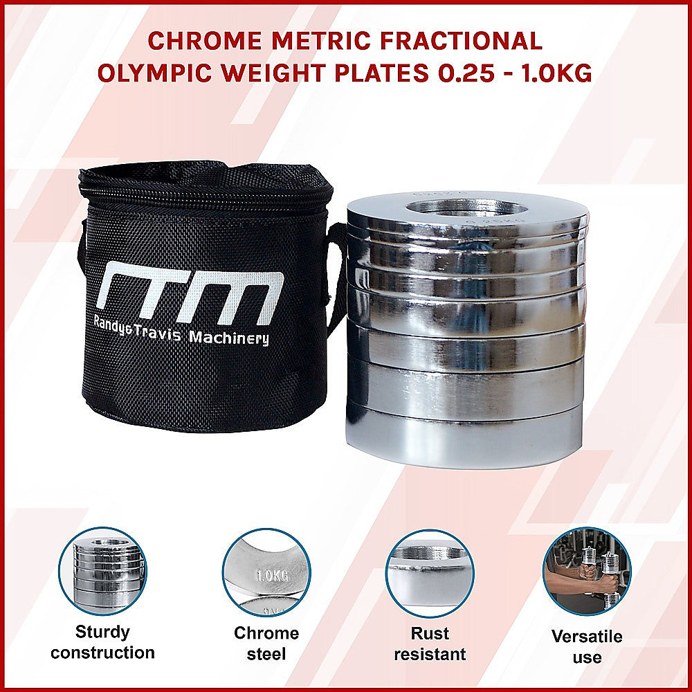 Chrome Metric Fractional Olympic Weight Plates 0.25 to 1kg Set V63-822471