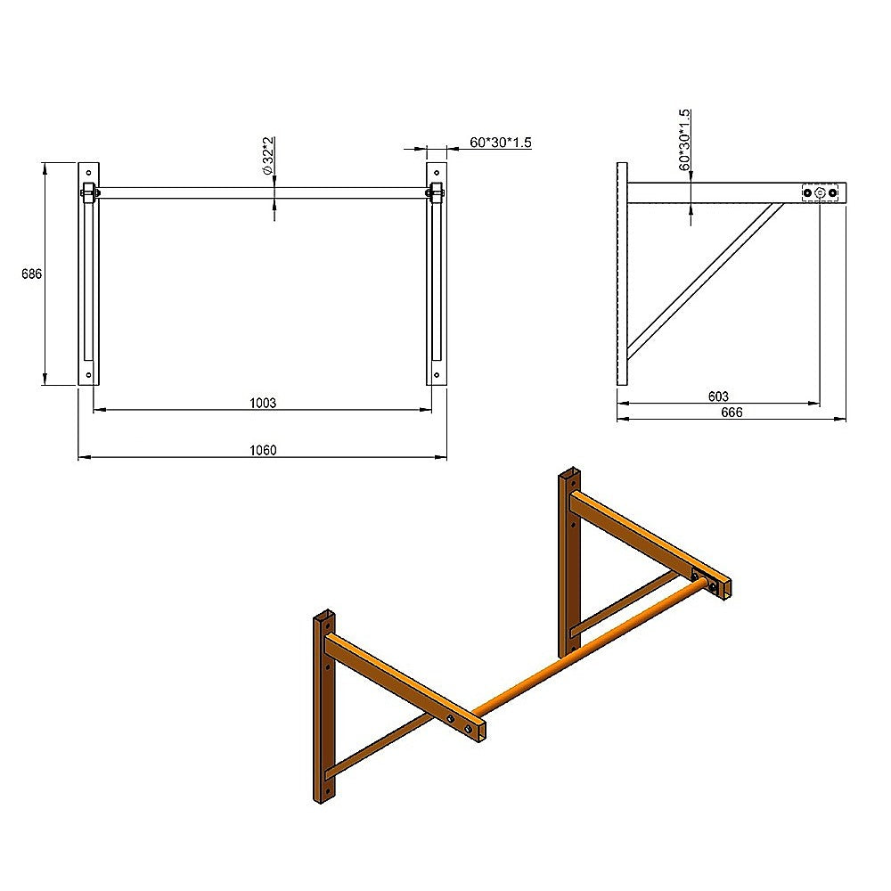 Wall Mounted Pull Up Bar - Heavy Duty Chin Up Station for Home Upper Body Training V63-822481