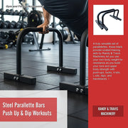 Steel Parallette Bars for Push Ups, Dips & Calisthenics Home Strength Training V63-822491