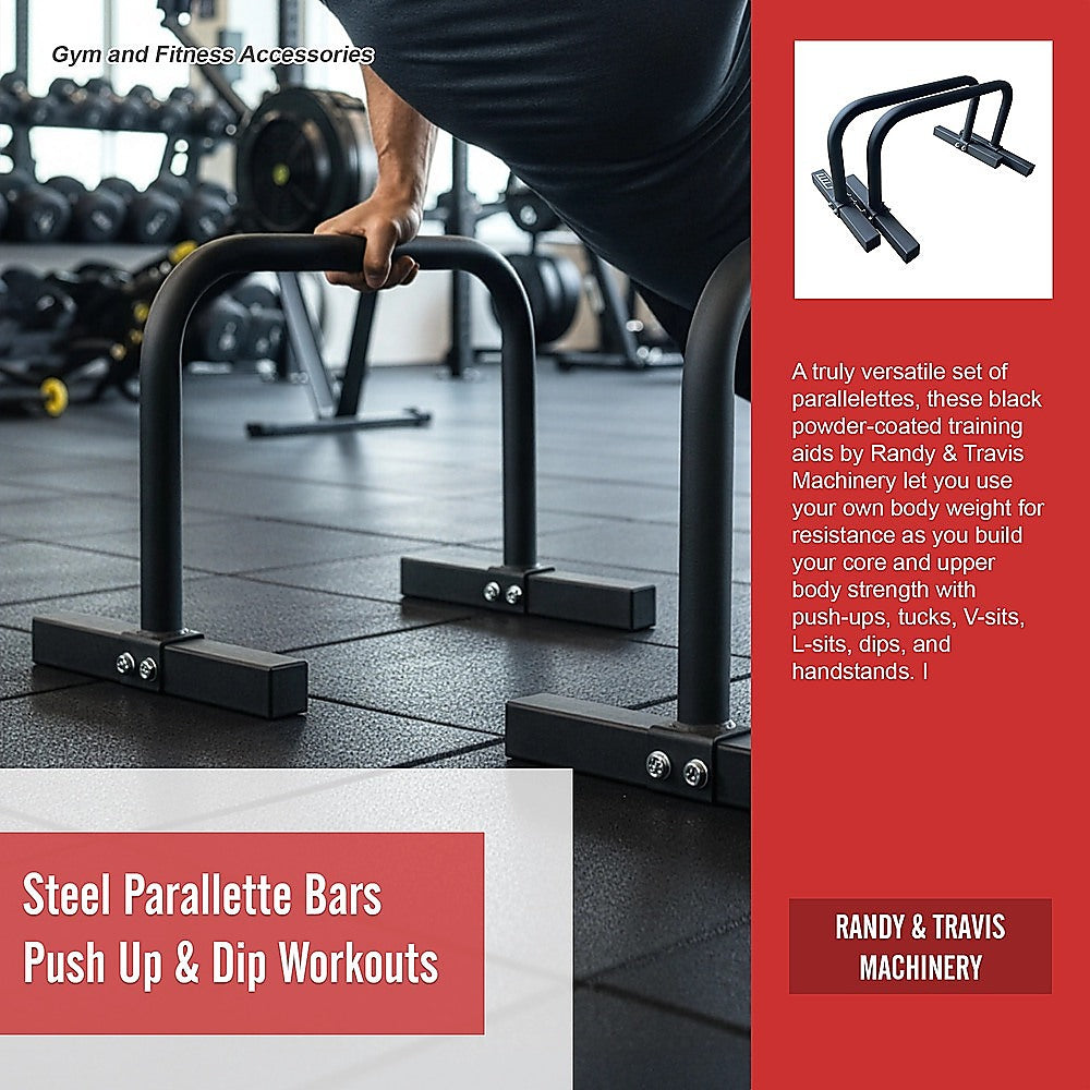 Steel Parallette Bars for Push Ups, Dips & Calisthenics Home Strength Training V63-822491