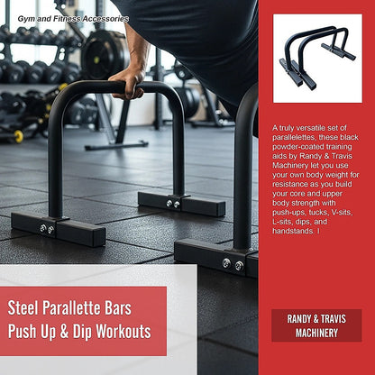 Steel Parallette Bars for Push Ups, Dips & Calisthenics Home Strength Training V63-822491