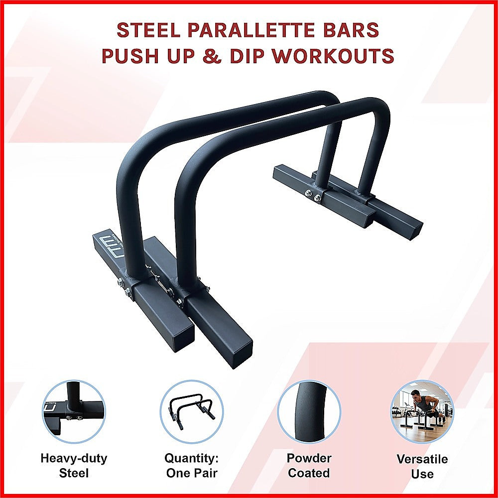 Steel Parallette Bars for Push Ups, Dips & Calisthenics Home Strength Training V63-822491
