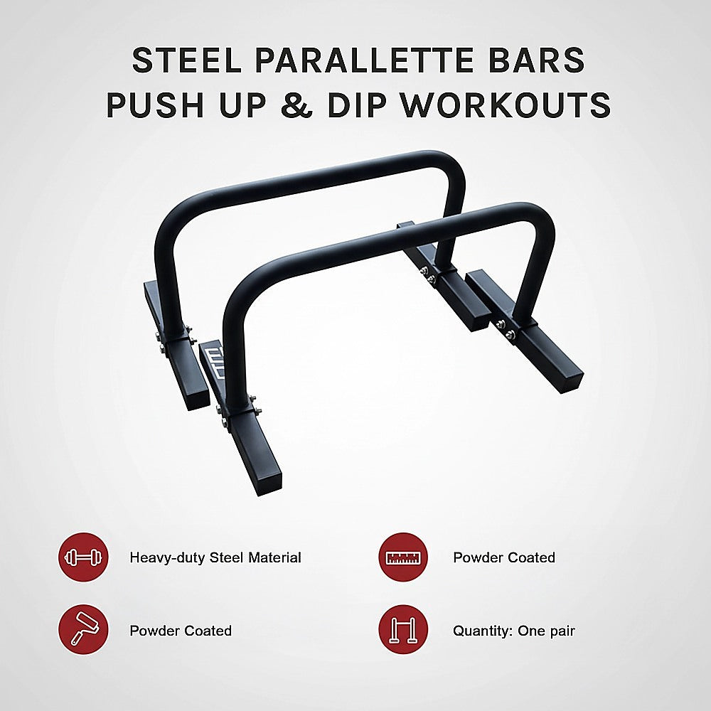 Steel Parallette Bars for Push Ups, Dips & Calisthenics Home Strength Training V63-822491