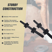 45cm - 1 Pair Dumbbell Bar 25mm Diameter - PVC Coated Dumbell Handle V63-822511