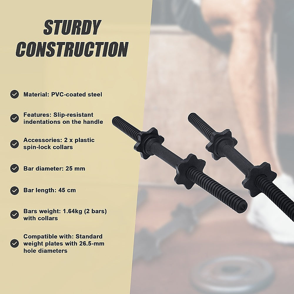 45cm - 1 Pair Dumbbell Bar 25mm Diameter - PVC Coated Dumbell Handle V63-822511