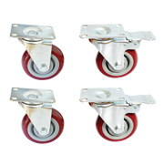 4 x 4" Heavy Duty PU Swivel Castor Wheels With Brake V63-822531