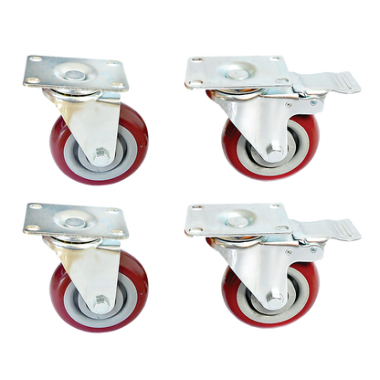 4 x 4" Heavy Duty PU Swivel Castor Wheels With Brake V63-822531