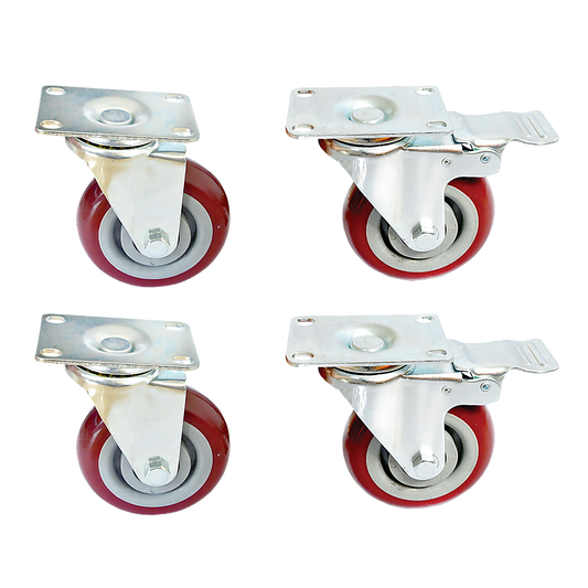 4 x 4" Heavy Duty PU Swivel Castor Wheels With Brake V63-822531
