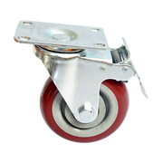 4 x 4" Heavy Duty PU Swivel Castor Wheels With Brake V63-822531
