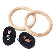 235mm Wooden Gymnastic Rings - Olympic Gym Strength Training & Fitness V63-822581