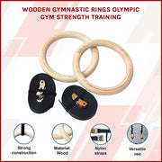 235mm Wooden Gymnastic Rings - Olympic Gym Strength Training & Fitness V63-822581