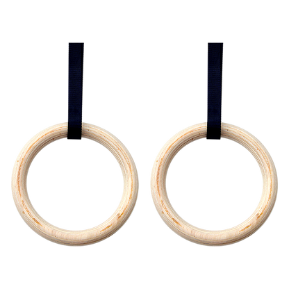 235mm Wooden Gymnastic Rings - Olympic Gym Strength Training & Fitness V63-822581