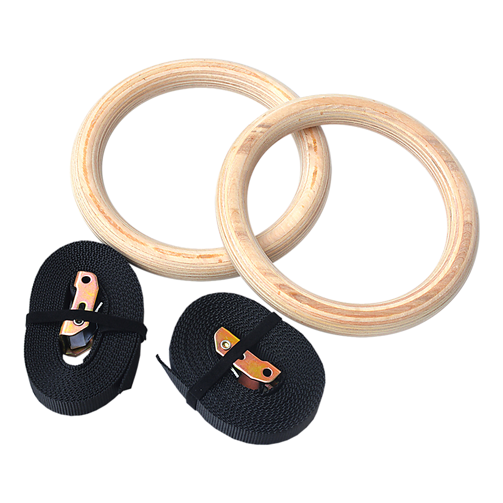 202mm Wooden Gymnastic Rings - Olympic Gym Strength Training & Fitness V63-822591