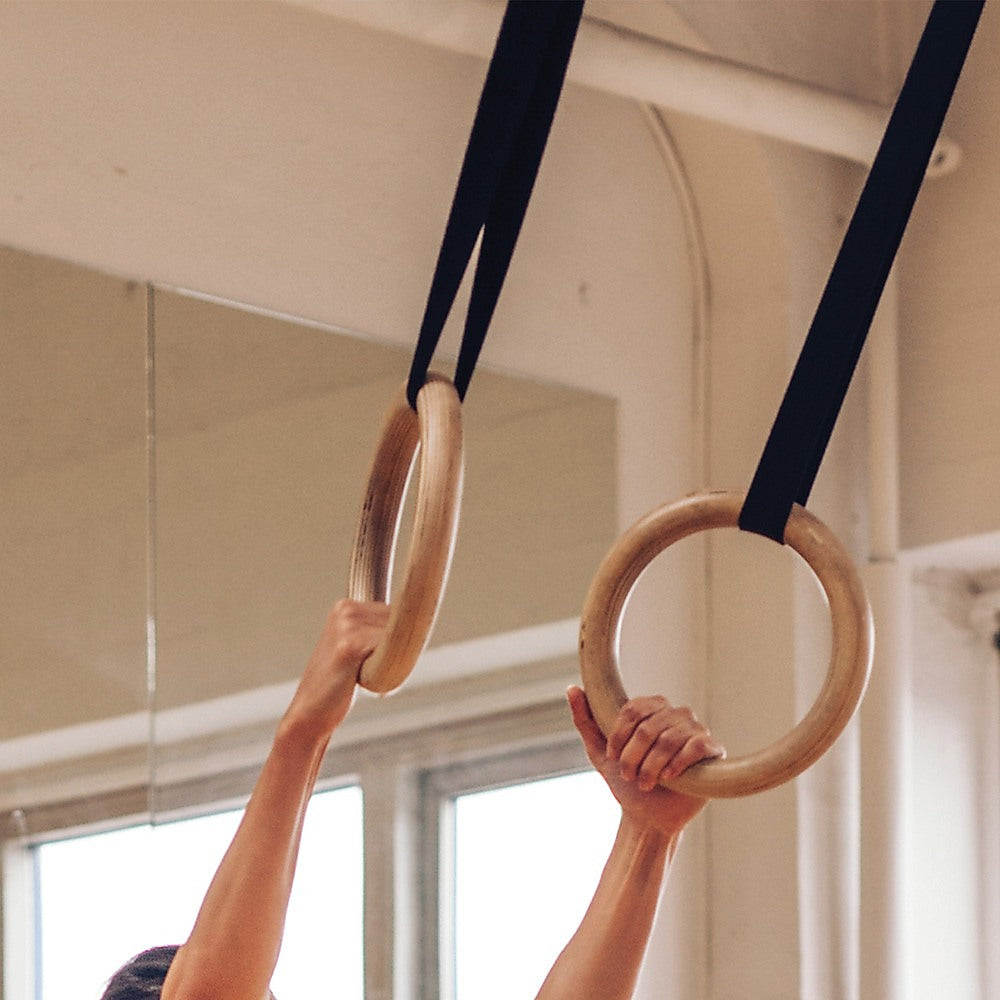 202mm Wooden Gymnastic Rings - Olympic Gym Strength Training & Fitness V63-822591