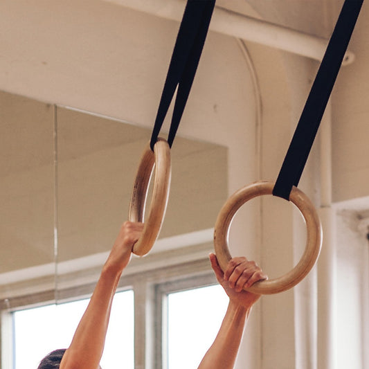 202mm Wooden Gymnastic Rings - Olympic Gym Strength Training & Fitness V63-822591