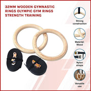 202mm Wooden Gymnastic Rings - Olympic Gym Strength Training & Fitness V63-822591