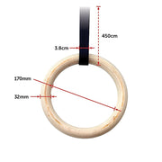 202mm Wooden Gymnastic Rings - Olympic Gym Strength Training & Fitness V63-822591