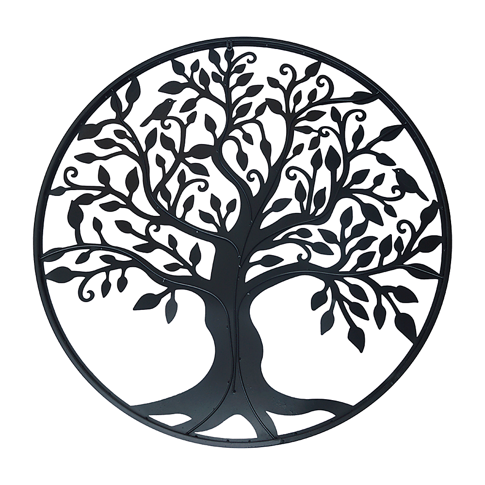 Black Tree of Life Wall Art Hanging Metal Iron Sculpture Garden 60cm