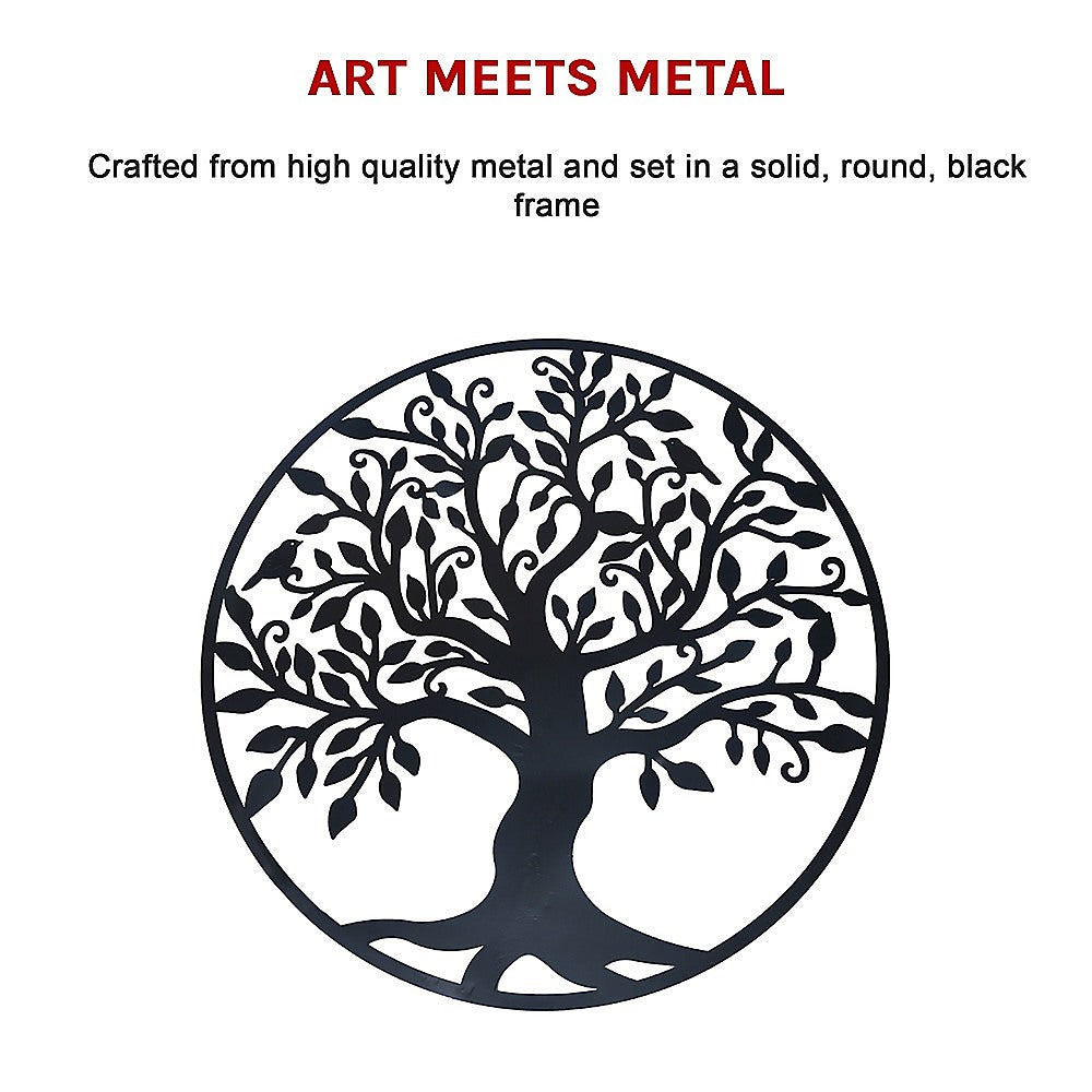 Black Tree of Life Wall Art Hanging Metal Iron Sculpture Garden 99cm V63-822661