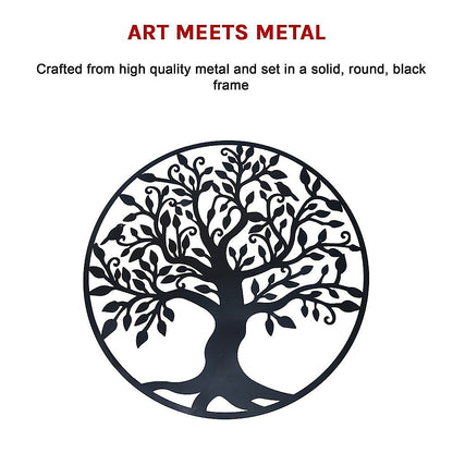 Black Tree of Life Wall Art Hanging Metal Iron Sculpture Garden 99cm V63-822661