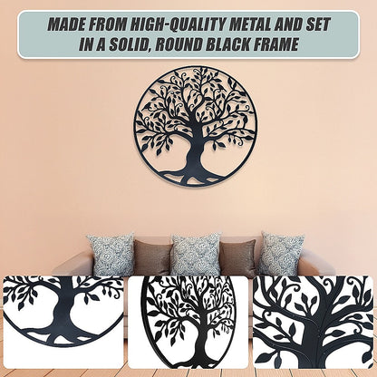 Black Tree of Life Wall Art Hanging Metal Iron Sculpture Garden 99cm V63-822661
