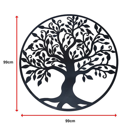 Black Tree of Life Wall Art Hanging Metal Iron Sculpture Garden 99cm V63-822661