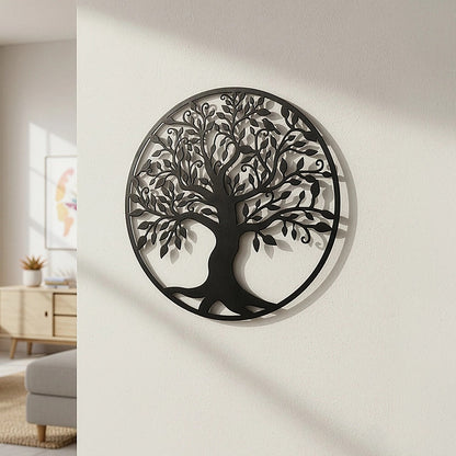Black Tree of Life Wall Art Hanging Metal Iron Sculpture Garden 99cm V63-822661