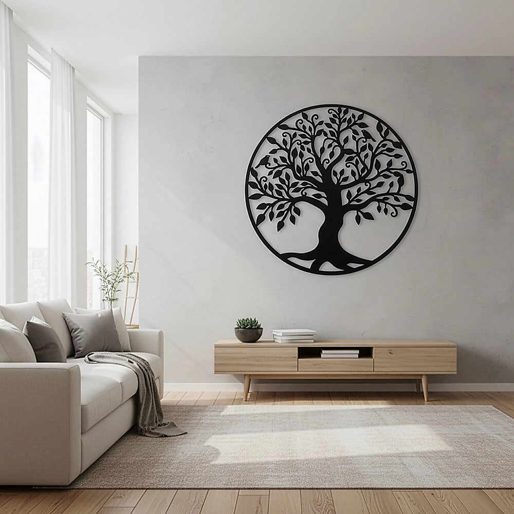 Black Tree of Life Wall Art Hanging Metal Iron Sculpture Garden 99cm V63-822661