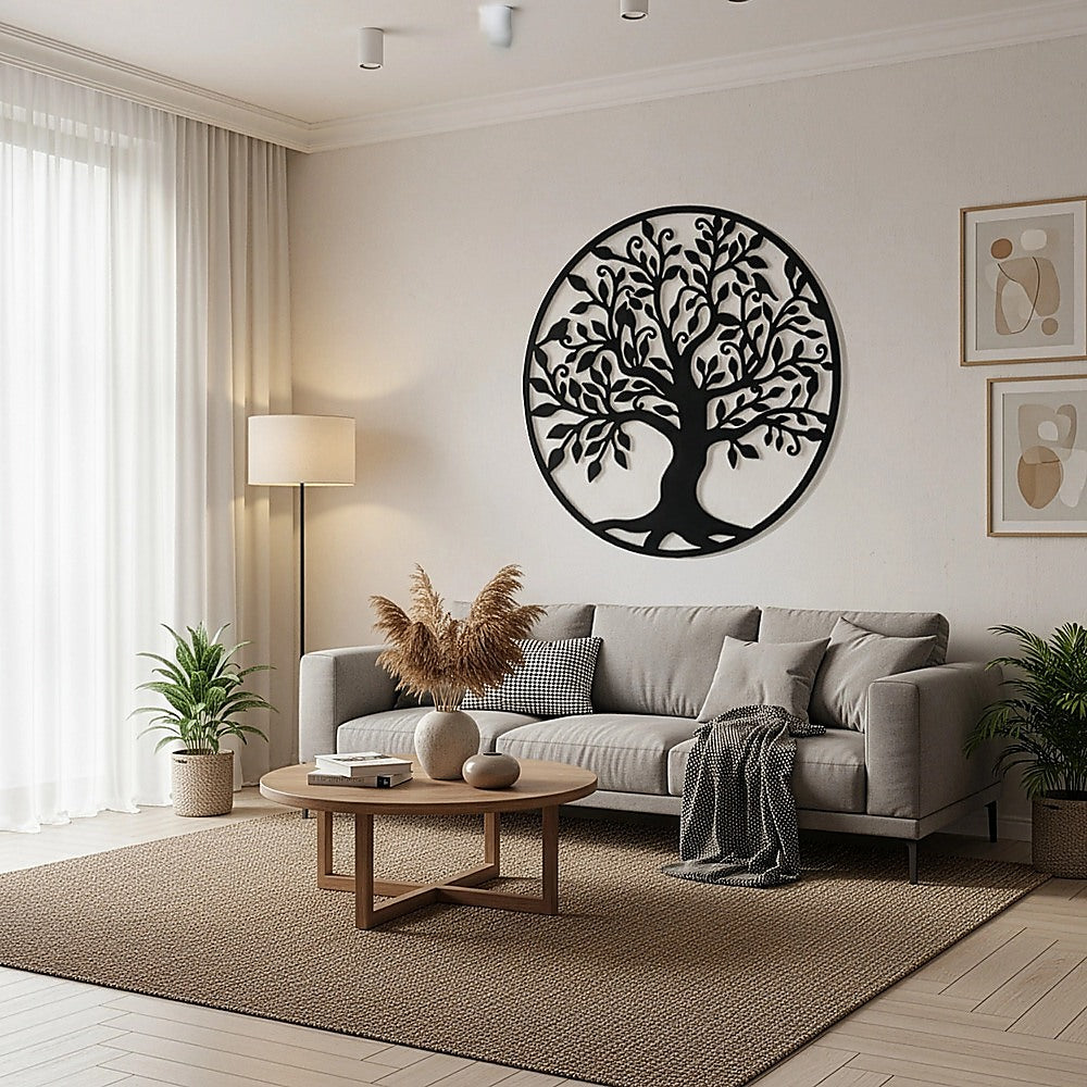 Black Tree of Life Wall Art Hanging Metal Iron Sculpture Garden 99cm V63-822661