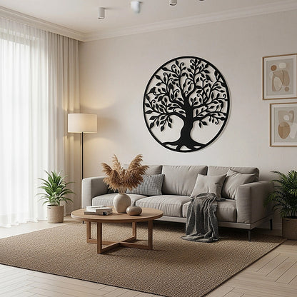 Black Tree of Life Wall Art Hanging Metal Iron Sculpture Garden 99cm V63-822661