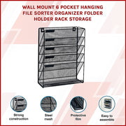Wall Mount 6 Pocket Hanging File Sorter Organizer Folder Holder Rack Storage V63-822681
