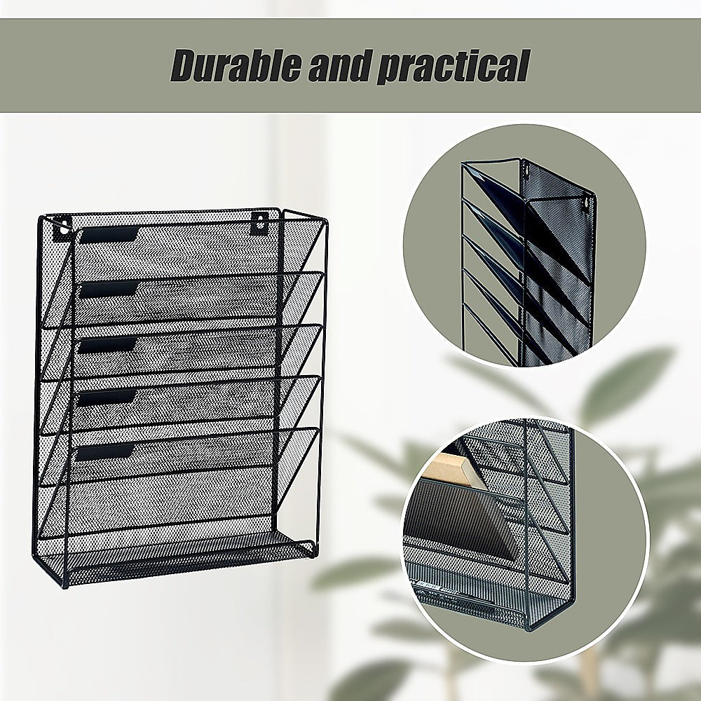 Wall Mount 6 Pocket Hanging File Sorter Organizer Folder Holder Rack Storage V63-822681