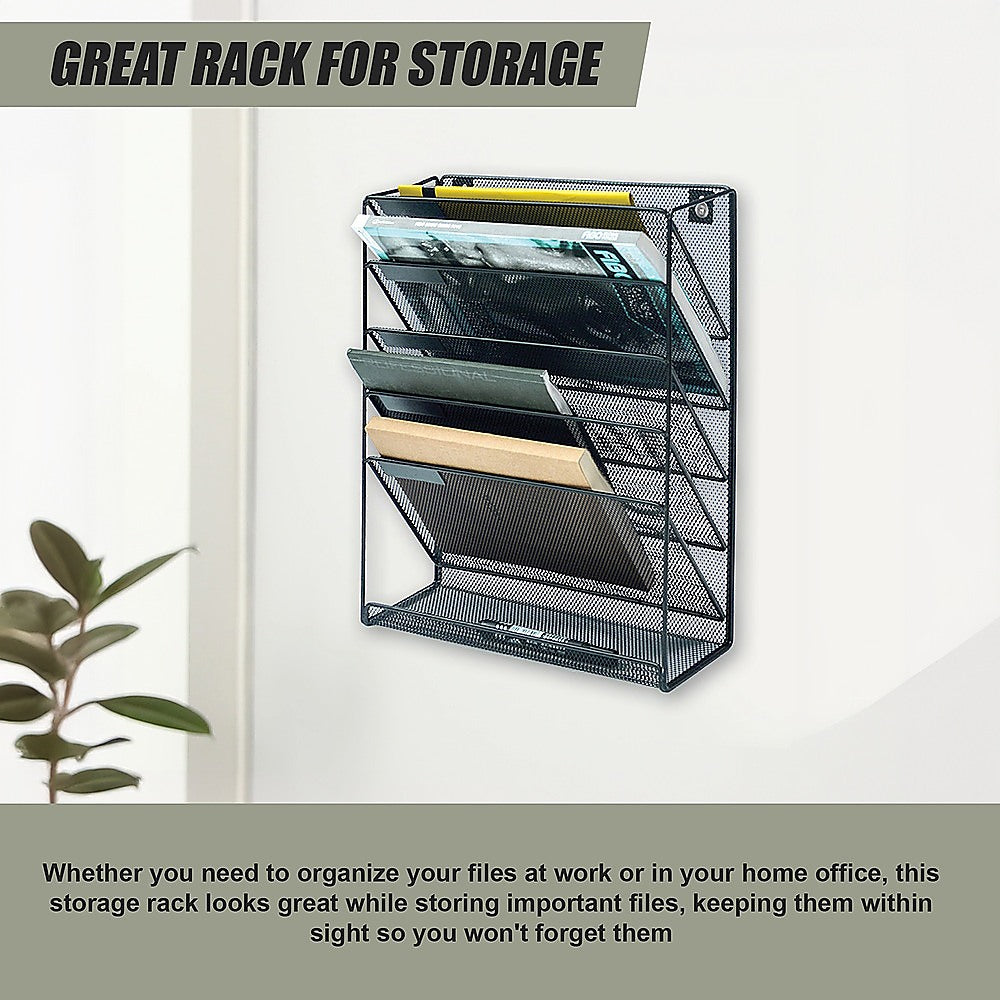 Wall Mount 6 Pocket Hanging File Sorter Organizer Folder Holder Rack Storage V63-822681