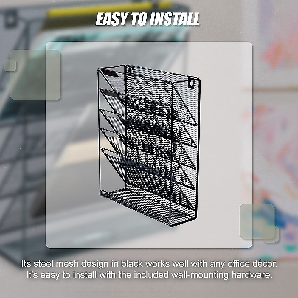 Wall Mount 6 Pocket Hanging File Sorter Organizer Folder Holder Rack Storage V63-822681
