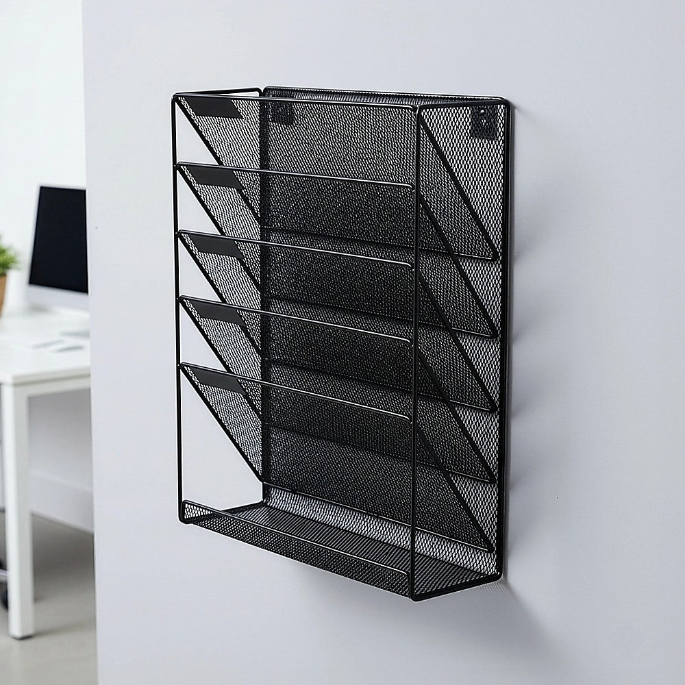 Wall Mount 6 Pocket Hanging File Sorter Organizer Folder Holder Rack Storage V63-822681